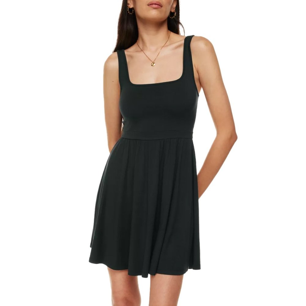 Aritzia Women's Black Square Neck Mini Dress, Small